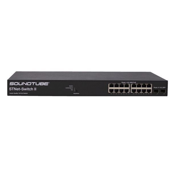 STNET-SWITCH-II 16 PORT HIGH POWER 40W POE SWITCH, 2 SFP PORTS, COMPATIBLE WITH ANY POE OR POE+ DEVICES,